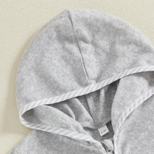 Image of Girls Boys Terry Cloth Swim Cover Up Zip Up Hooded Bathing Suit Coverup Wraps Kids Pool Beach Robe Cover-Up Kimono