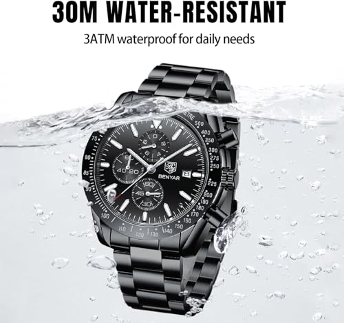 Image of BENYAR Mens Watch Chronograph Analog Quartz Movement Quartz Movement Sports Watch 30M Waterproof with Analog Date Watch Men Retro Street Style Men's Watch