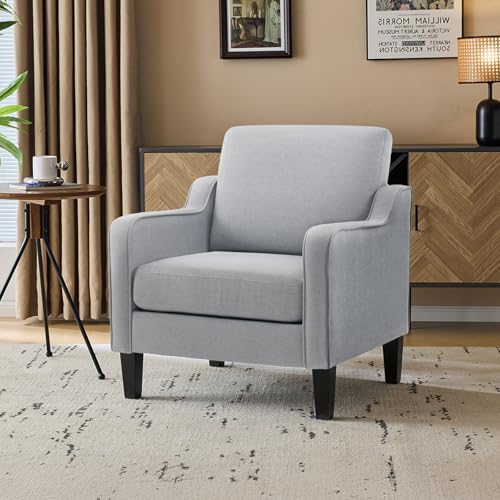 VINGLI Mid Century Modern Accent Chair, Light Grey Fabric...