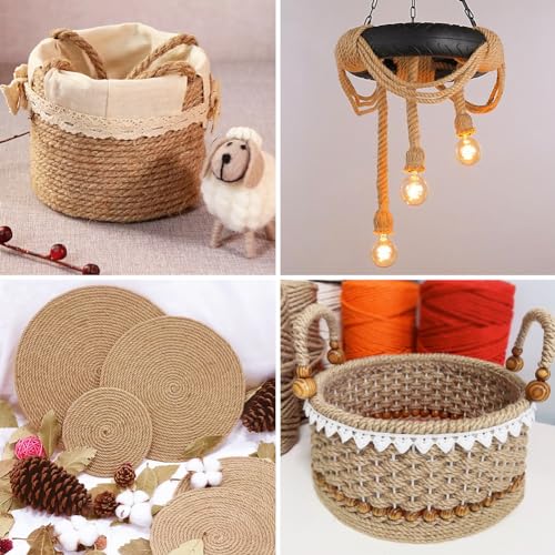 Image of Tenn Well 164ft 6mm Jute Rope Strong Thick for Cat Scratching Post | Strong thick twine rope for crafts, gardening, bundling, home /Christmas decor