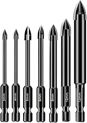 Jogo 7 Brocas Titânio Ponta Aguda Vidro Metal Madeira Alta Precisão Haste Hexagonal 6mm Duráveis Revestidas Multiuso Para Furadeira Manual Ferramenta Elétrica Profissional