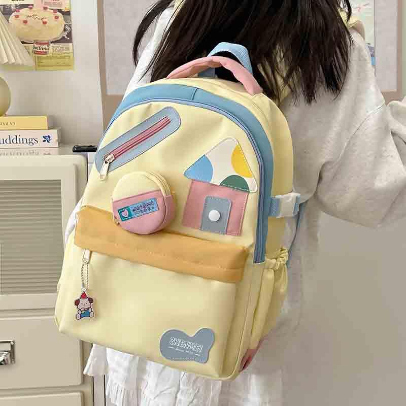 Women's graffiti cute backpack casual lightweight fresh backpack computer bag kawaii backpack travel bag (Yellow)2