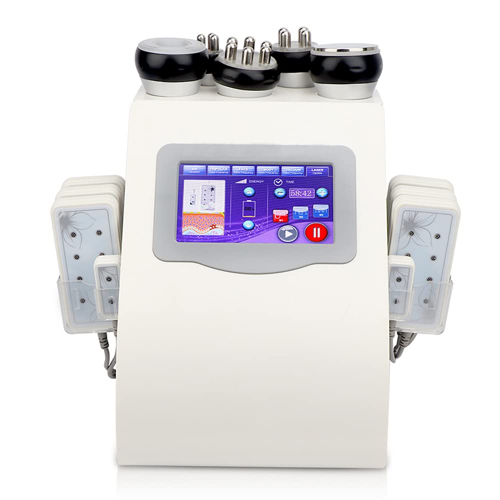 Profi Ultraschall-Fettverbrenner + 8 Laser-Pads, Massageköpfe mit verschiedenen Effekten Schönheit Abnehmen Maschine Kit Fettverbrennung Gerät Ganzkörper-Schönheit Salon-Spa-Ausstattung