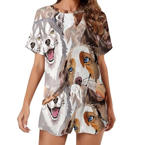 Pyjama chien femme ensemble court fini la chaleur la nuit