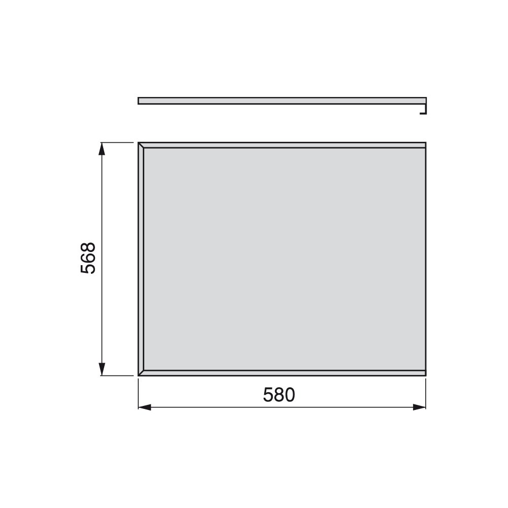 Emuca Protector fondo mueble cocina, fondo fregadero M60, 568 x 580 mm, espesor 16 mm, Aluminio