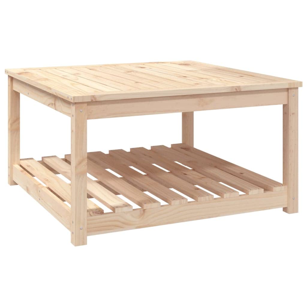 Tavolo da giardino in legno di pino massiccio, 82,5 x 82,5 x 45 cm, stabile, per esterni, piccolo tavolo da balcone, resistente alle intemperie, per terrazza, lounge con ripiano, per giardino