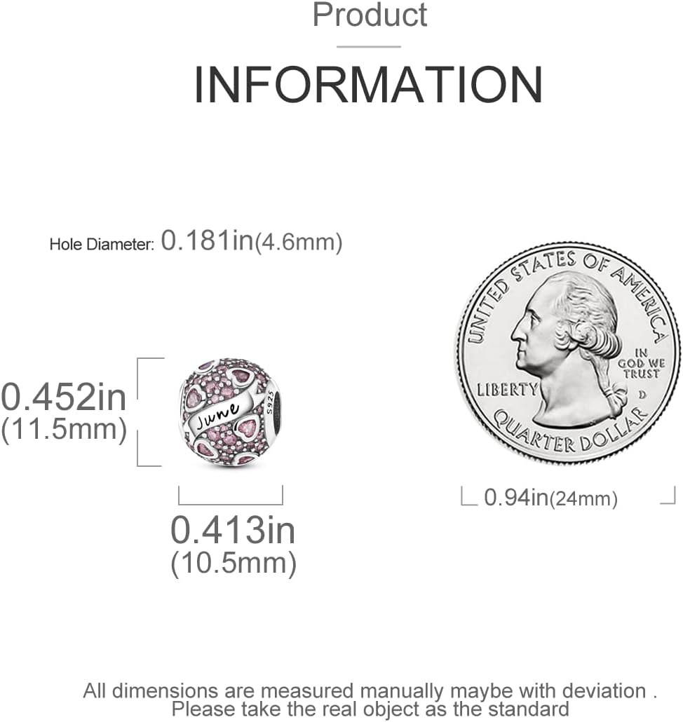 MULA Birthstone Charms 925 Sterling Silver for Bracelets and Necklaces - Dangle Pendants Beads With 5A Cubic Zirconia - Happy Birthday Mothers Day Jewelry - Image 4