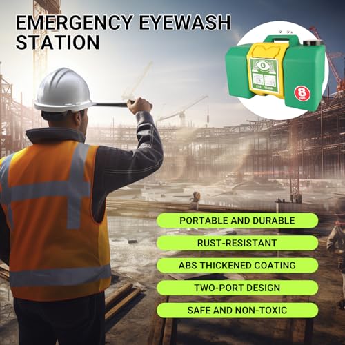 Image of Portable Eyewash Station - Eye Wash Station with Ansi Certified OSHA-Approved, Wall Mount Eye Washing Station with Dual Spray (8gallon)