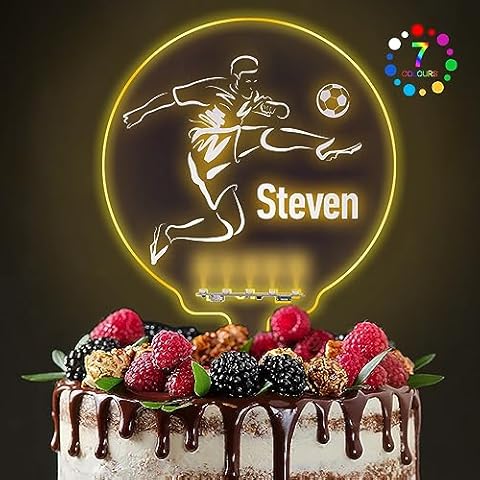 Personalised LED Football Cake Topper for Birthdays Cover