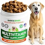 BARK&SPARK Dog Vitamins & Supplements - Multivitamin Chewable Treats for Dogs - Glucosamine Chondroitin for Joint Support + Omega for Skin & Coat + Probiotics - Multi Vitamin for Pets Health - 120Ct