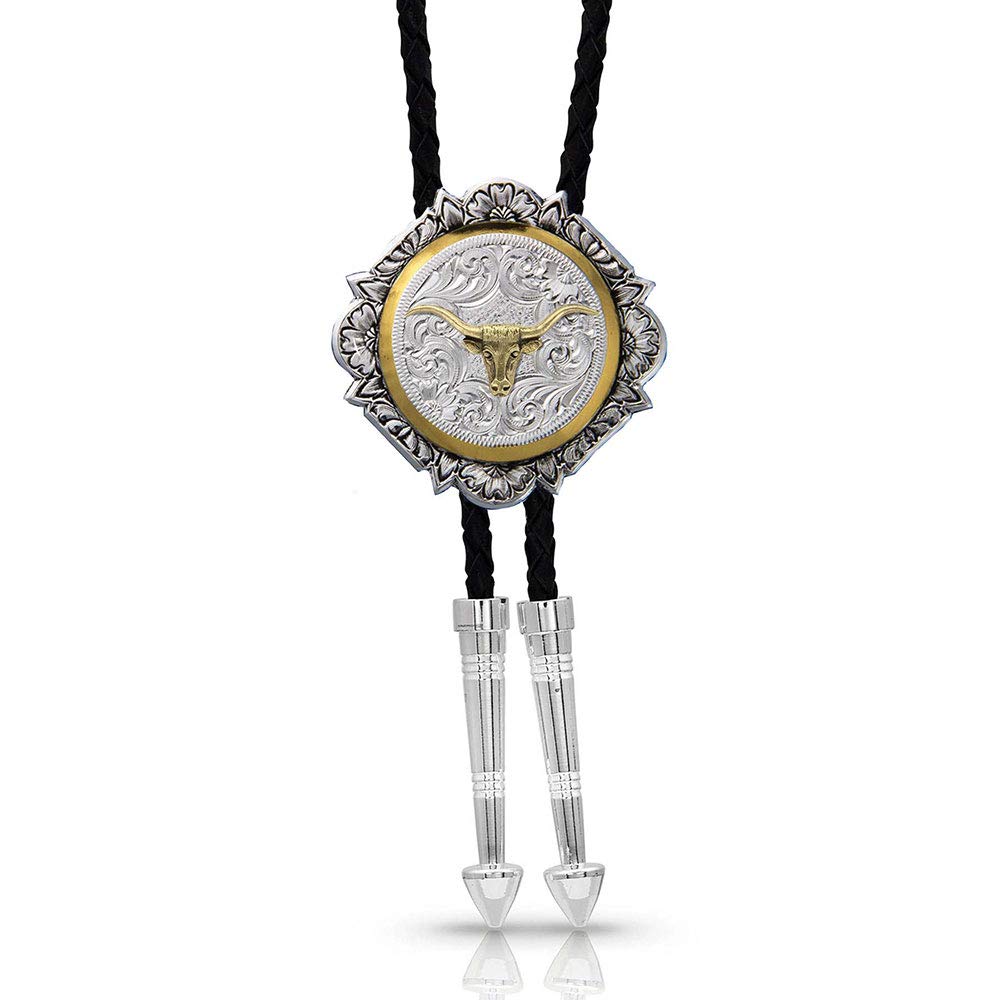 Montana Silversmiths Western Lifestyle Braided Leather Cord Silver Finished Arrow Pointed Tips Southwestern Style Bolo Tie