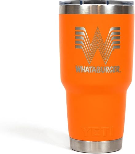 Whataburger Vaso Yeti Rambler naranja personalizado de 30 oz