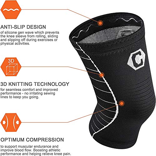 image for CAMBIVO 2 Pack Knee Compression Sleeve, Knee Brace Support for Men and