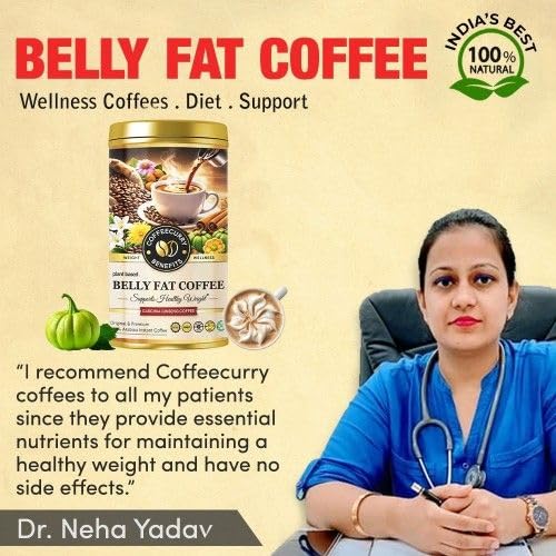Image of Coffeecurry Belly Fat Coffee Tin Can (65 Grams) - Helps to Reduce Belly - Instant Coffee with Garcinia Cambogia and Ginseng | Arabica Roasted Premium Coffee