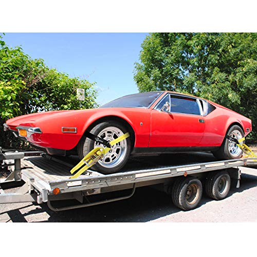 Trekassy 2”X 144” Wheel Car Tie Down Straps For Trailers Heavy Duty With Snap Hooks, 3,333Lbs Safe Working Load, 4 Pack Ratchet, 6Tire Straps, 4 Axle Straps #TOP6