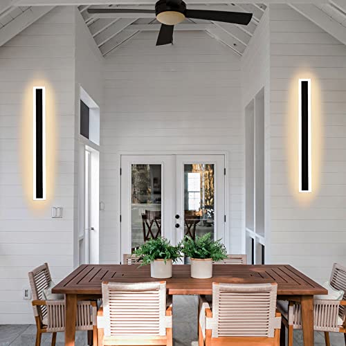 Tewei Long Wall Lamp 24W Modern Led Linear Wall Light, 39.3In Outdoor Wall Mount Lighting Fixture, Black Long Strip Exterior House Lights Ip65 Wall Lamp 3000K For Living Room Porch Garage(1 Pack) #TOP3