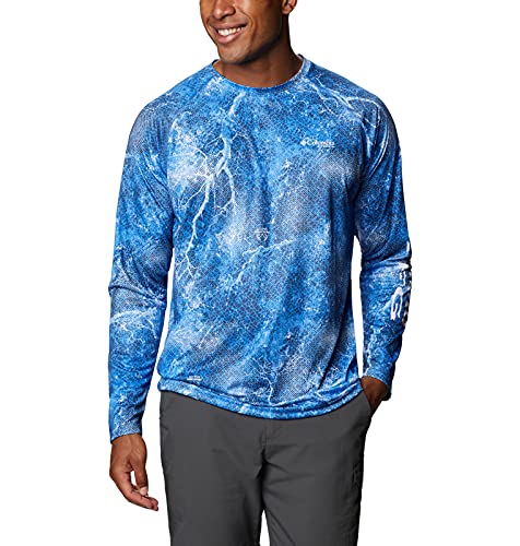 Columbia Men’s PFG Super Terminal Tackle Long Sleeve Shirt, Quick Drying, Sun Protection, Harbor Blue Realtree Mako, Medium