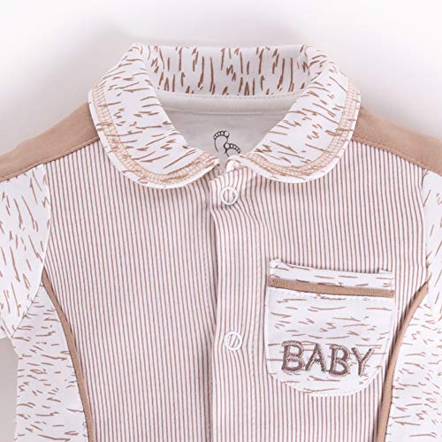 Image of BABY GO Baby Boys & Baby Girls Cotton Romper | Half Sleeve Polo Collar Jumpsuit | Newborn Infant Summer Outfit with Button Closure | Soft Breathable Playsuit | Stylish Print One Piece Dress