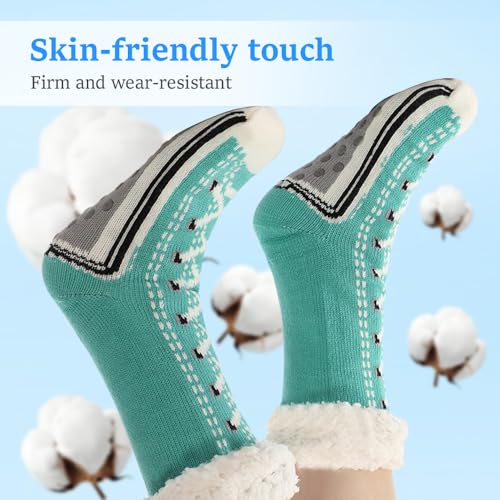 soputry Ultra-Thick Cashmere Slipper Home Socks, Cashmere Slipper Socks, Fleece Lined Socks Fuzzy Slipper Socks With Grips (Dark Blue)2