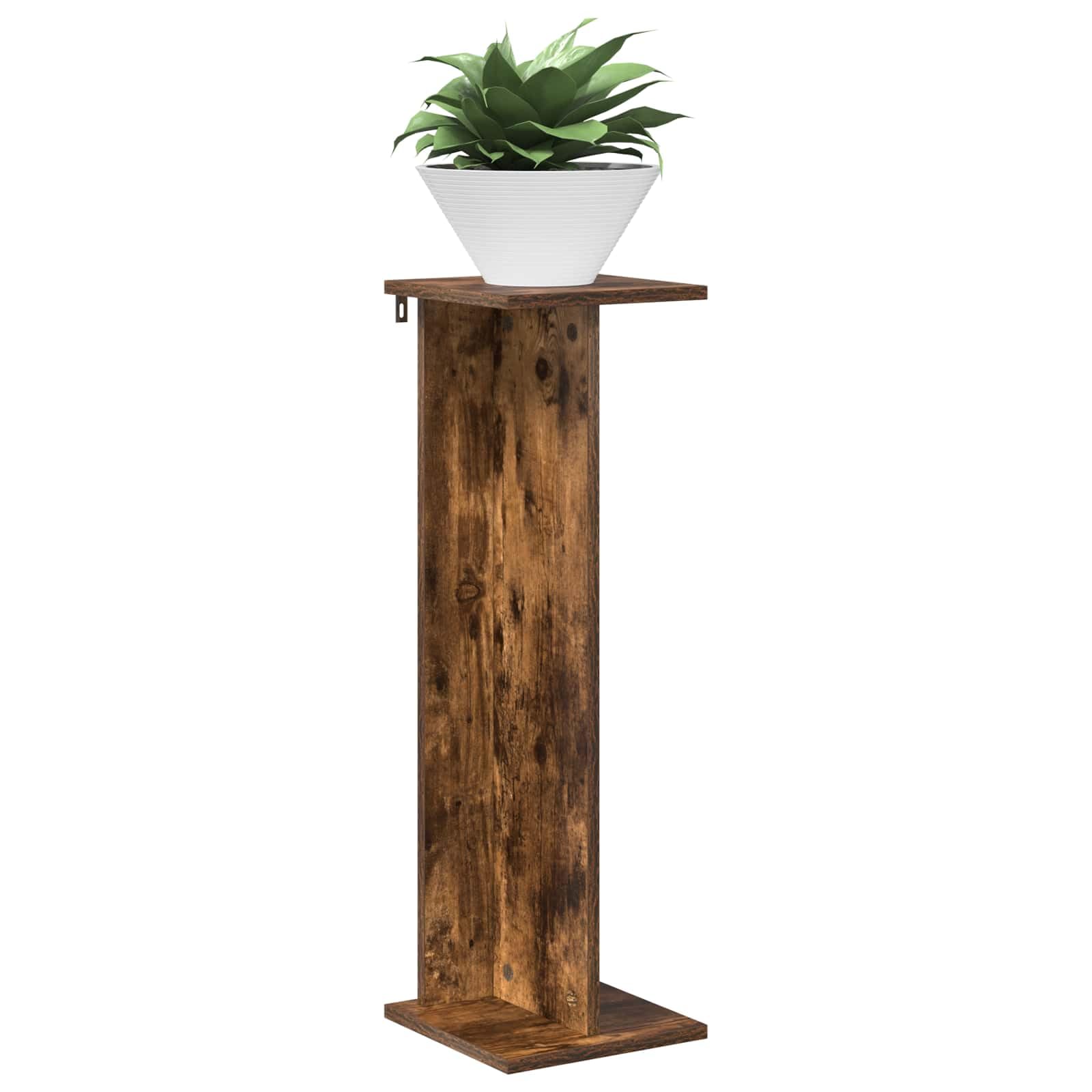 Supporto per piante in rovere affumicato, 25 x 25,5 x 80,5 cm