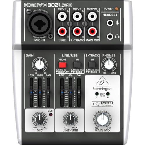Mezclador Behringer Xenyx 302 USB para live, karaoke, estudio, etc.