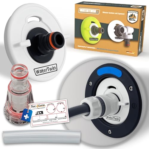 MaJoCompTec® WATERTWIN-PRO Fuel Cap with Water Connection Adapter with Filter for Water Tank Cap 3-PIN D: 78 Water Filler Nozzle Filling Connection Motorhome Caravan Accessories