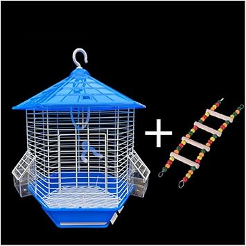 Bird Cage parrot cage Hexagonal Ornamental Cage Tiger Skin Peony Parrot Bird Cage Large and Small Acacia Iron Breeding Cage for Small Birds bird feeders budgie cage Size S, Color Gold