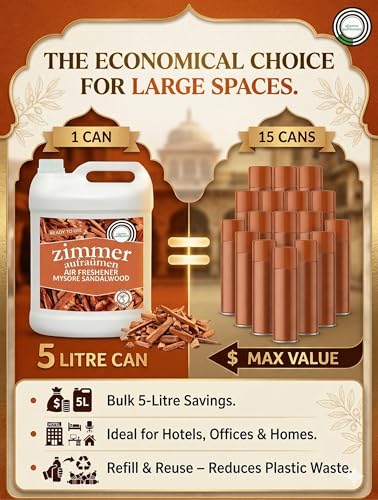 Image of Room Freshener 5L | Mysore Sandalwood | For Spray | Long Lasting Fragrance for Hotels, Offices, Restaurants & Home | Alcohol-Free | No Gas Spray