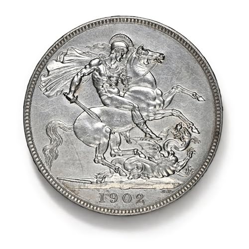 1902 Edward VII Silver Crown Old British Silver Coin Great Britain St George Coins for Collectors UK Antique Coin Set United Kingdom Ancient Coins Collection