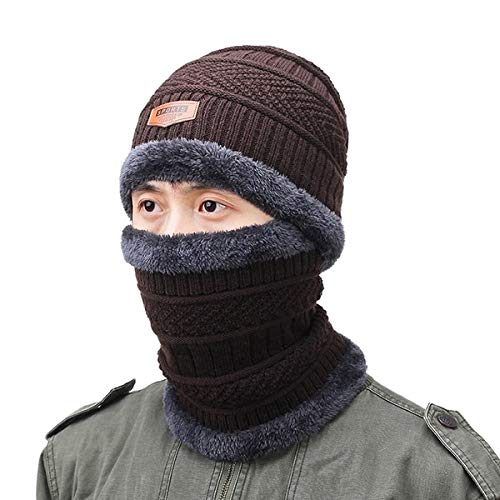 New Vastra Lok Brown Color Winter Knit Hat Scarf Set Fleece Warm Balaclava Snow Ski Cap for Kids, Men, Women-image-2