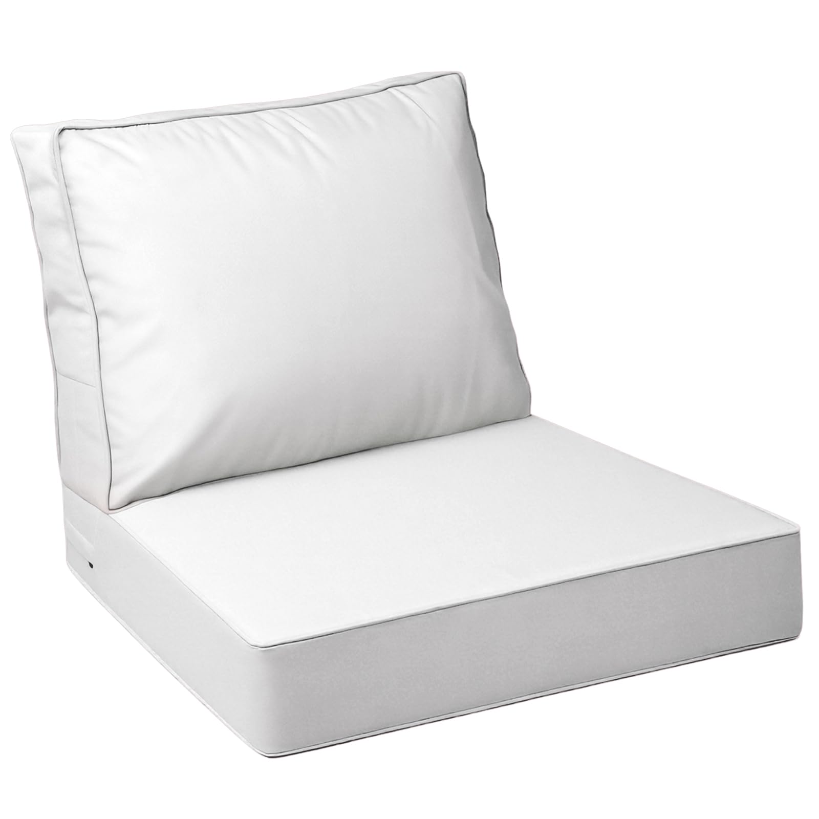 Photo 1 of AAAAAcessories Outdoor Deep Seat Cushions with Double Welted Pillow, Waterproof, Fade-Resistant Patio Furniture Replacement Cushions, 23.5" x 25.5" x 5" + 23.5" x 19", Linen White