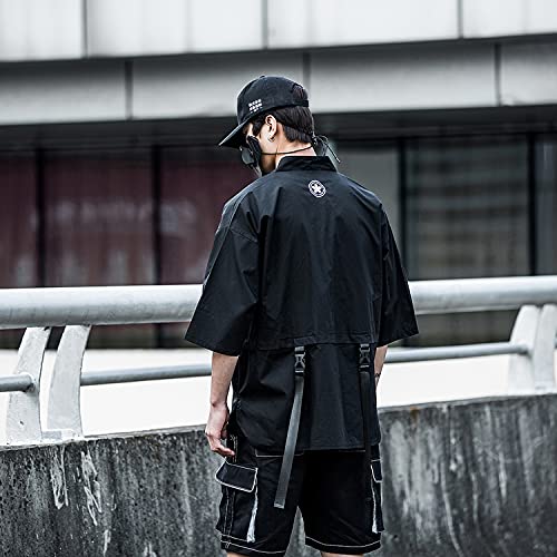 Mfct Men's Japanese Kimono Samurai T-Shirt (As1, Alpha, L, Regular, Regular, Large) Black #TOP6