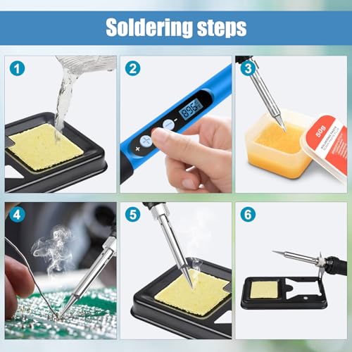 ANBES Soldering Iron Kit, 90W 110V Fast Heat up LCD Digital Soldering Gun kit with Ceramic Heater, 10 in 1 Adjustable Temperature Soldering Kit with Automatic Sleep Mode by ANBES - Image 5