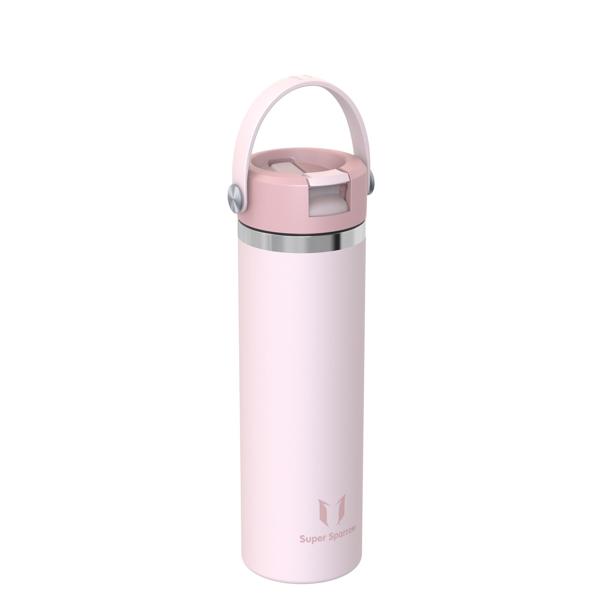 Sparrow Insulated Water Bottle with Straw Metal Water Bottles Drinks 750ml, Pink, 750 ml - Image 2