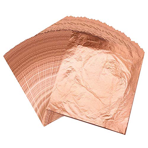 Vgseba 100 Gold Leaf Sheets, Rose Copper Leaf Sheet, Schabin Gold Foil Paper 5.5" By 5.5" Metallic Leaf Sheet For Gilding Crafts, Painting Arts,Furniture Decoration Etc #TOP21