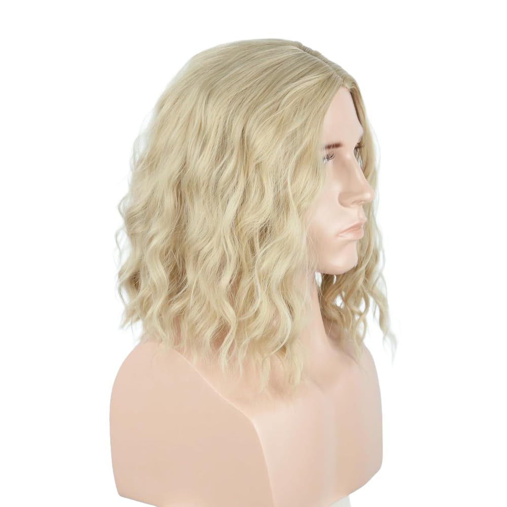 LeMarnia Light Gold Short Curly Wig for Men Halloween Costume Party Wigs(24#) - Image 2