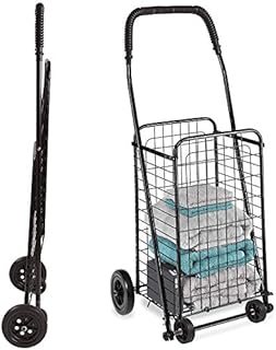 DMI Utility Cart with Wheels to be Used as a Shopping, Grocery, Laundry and Stair Climber Cart, Holds up to 90 Pounds, Compact and Foldable, Black