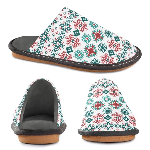Slippers for Women Pattern Of Traditional Nordic Patterns Soft Winter Warm Shoes Indoor Outdoor Non-Slip House Travel Slippers4