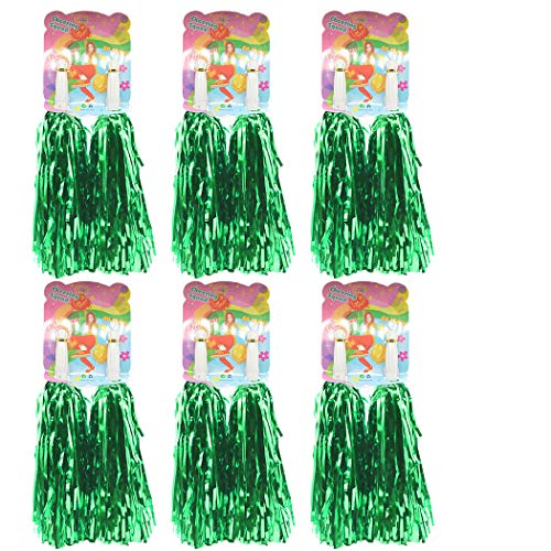 Creatiee 1 Dozen Premium Cheerleading Pom Poms, 12Pcs Hand Flowers Cheerleader Pompoms for Sports Cheers Ball Dance Fancy Dress Night Party(Green)