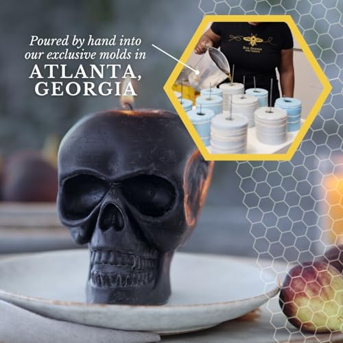 Image of Big Dipper Wax Works Black Skull Candle, Unscented (3.5 x 3.75in)