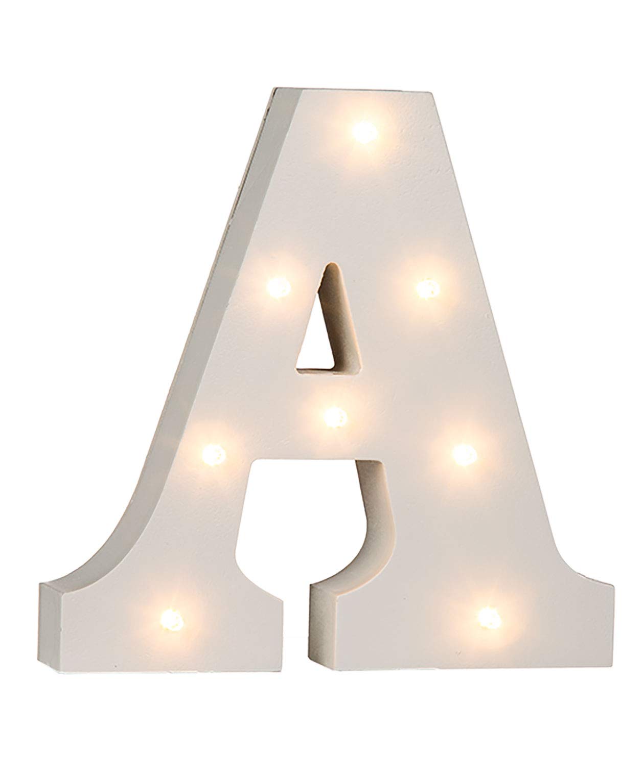 OOTB Illuminated Letter A Light with 8 LED, Wood, 1 W, White