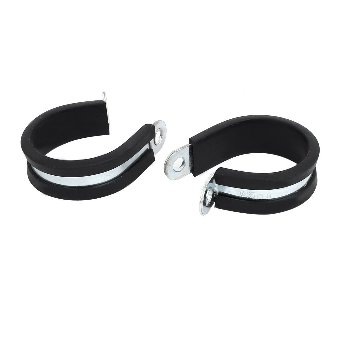 Aexit 35mm Dia Fastener Rubber Lined R Shaped Zinc Plated Pipe Clip Cable Clamp 10pcs Model:94as381qo661