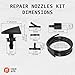 Click&Fit Universal Adjustable Windshield Washer Nozzles Extended Repair Set with rubber hose, connectors, check valves – Wide Cars & Trucks compatibility, Wiper sprayers jet replacement kit