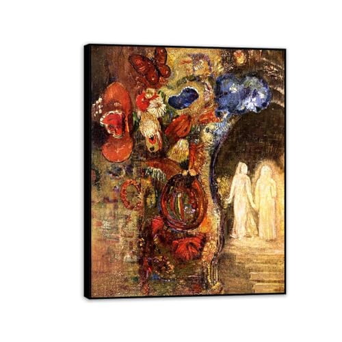 Peinture sur Toile Odilon Redon Apparition Poster Célèbre Tableau 50x40cm Cadre Noir