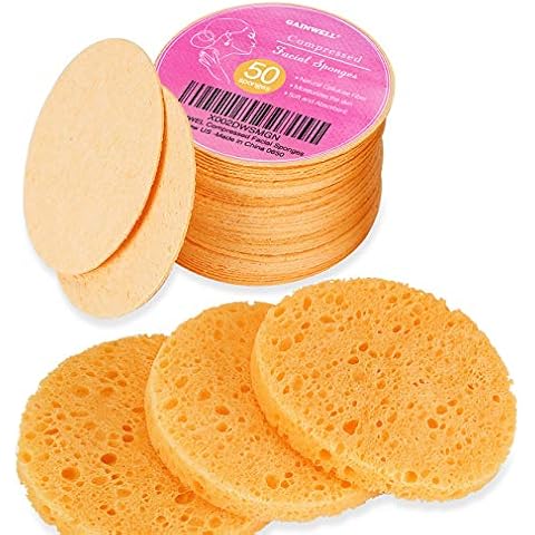 50 Stück Komprimierte Gesichtsschwämme, GAINWELL Zellulose Gesichtsschwämme, 100% Naturkosmetikschwämme zur Gesichtsreinigung Cover