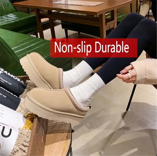 Fashion Plush Platform Slippers for Women's Mini Fleece Lined Boots Outdoor Indoor Non-Slip Warm Short Ankle Boots4