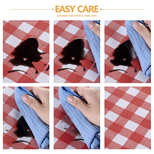 Image of sancua Checkered Vinyl Rectangle Tablecloth - 54 x 78 Inch - 100% Waterproof Oil Proof Spill Proof PVC Table Cloth, Wipe Clean Table Cover for Dining Tables, Buffet Parties and Camping, Red and White