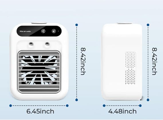 3-in-1 Portable Air Conditioner Fan, Mini Air Cooler & Humidifier with 2 Speeds, Rechargeable & Quiet, for Desk, Bedroom, Office, Car & Small Room Cooling(White)