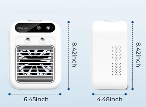 3-in-1 Portable Air Conditioner Fan, Mini Air Cooler & Humidifier with 2 Speeds, Rechargeable & Quiet, for Desk, Bedroom, Office, Car & Small Room Cooling(White)
