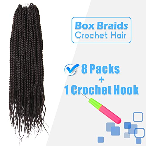 Bohobabe Big Loop Box Braids Crochet Hair 20 Inch 8 Packs Prelooped, Medium Long 3X Knotless Crochet Box Braiding Hair, Three Tones Goddess Braid Brown (4#) #TOP5